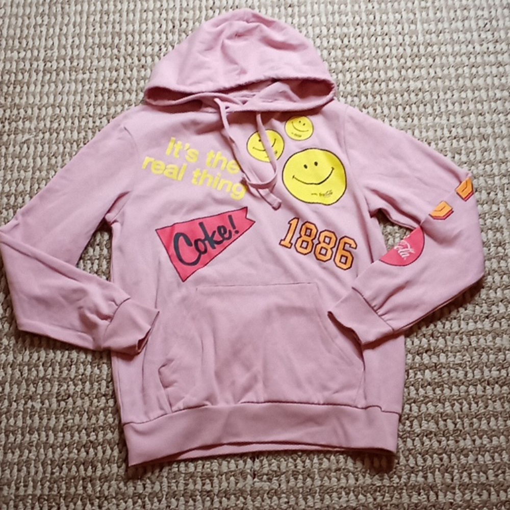 Coca Cola Coke Hoodie Sweater Pink Small Sweatshirt Top